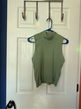 Big Bud Press Ribbed Sleeveless Mock Neck Tank - Sage Green